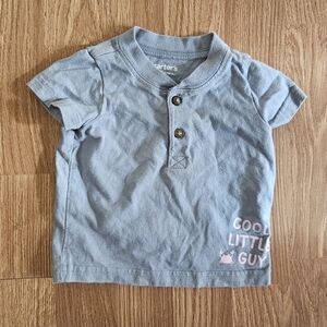 Carter's Light Blue Polo with Cool Little Guy Print
